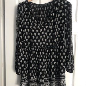 Zara black dress ruffle floral medium mini